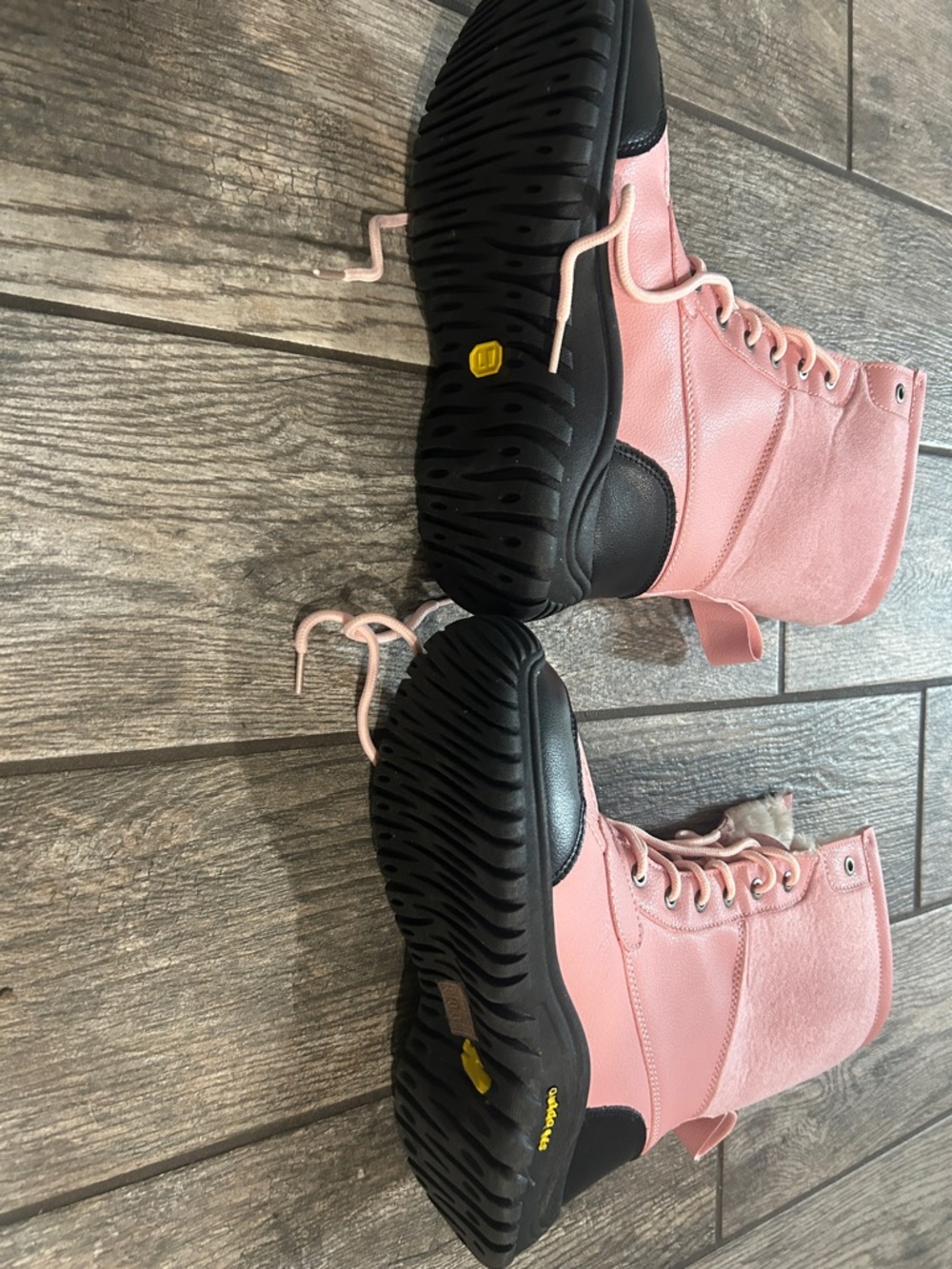 Pink Lace-Up Faux-Fur Winter Boots with Black Soles - Picture 3 of 5